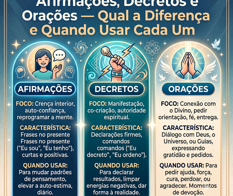 Afirmações, Decretos e Orações — Qual a Diferença e Quando Usar Cada Um